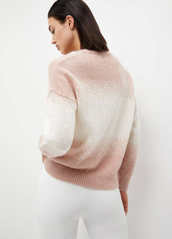 Liu Jo Alpaca Blend Women's Sweaters Pink / White | DVJ-460518