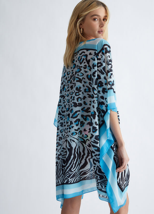 Liu Jo Animal Print Caftan Women's Dress Blue | OIS-518370