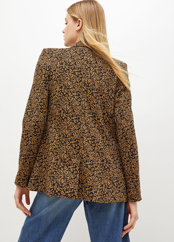 Liu Jo Animal-Print Jersey Blazer Women's Jackets Copper | FTY-530964