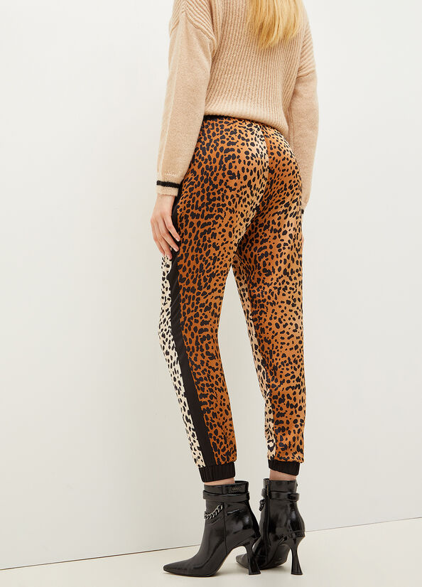 Liu Jo Animal-Print Jogging Women's Pants Brown | HVB-287496