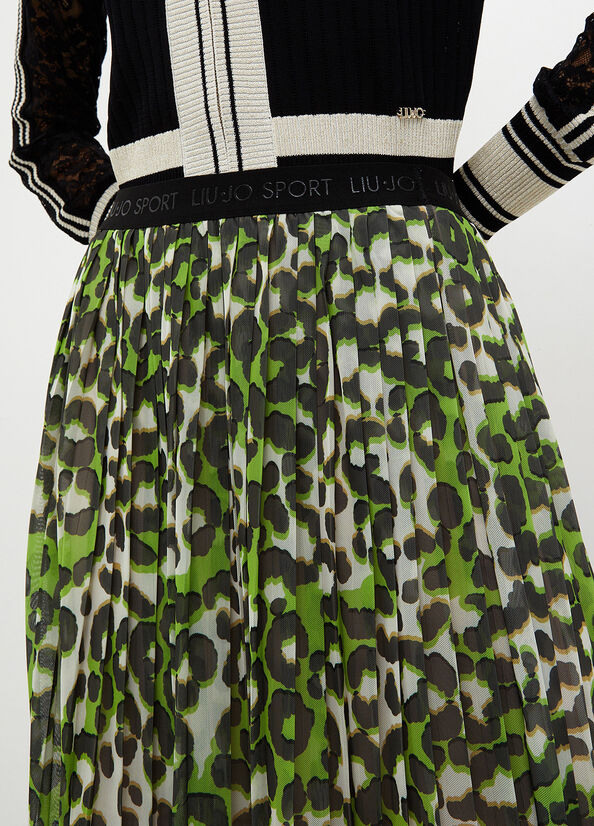 Liu Jo Animal Print Pleated Women's Skirts Green | IDQ-851907