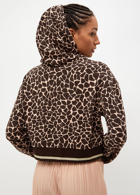 Liu Jo Animal-Print With Hood Women's Sweatshirts Brown | QLW-198625