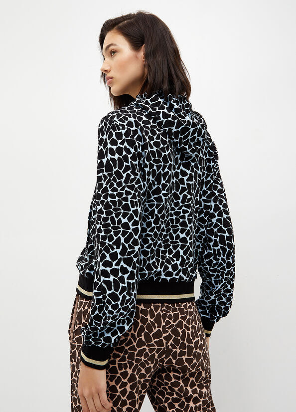 Liu Jo Animal-Print With Zip Women's Sweatshirts Blue | RWU-503261