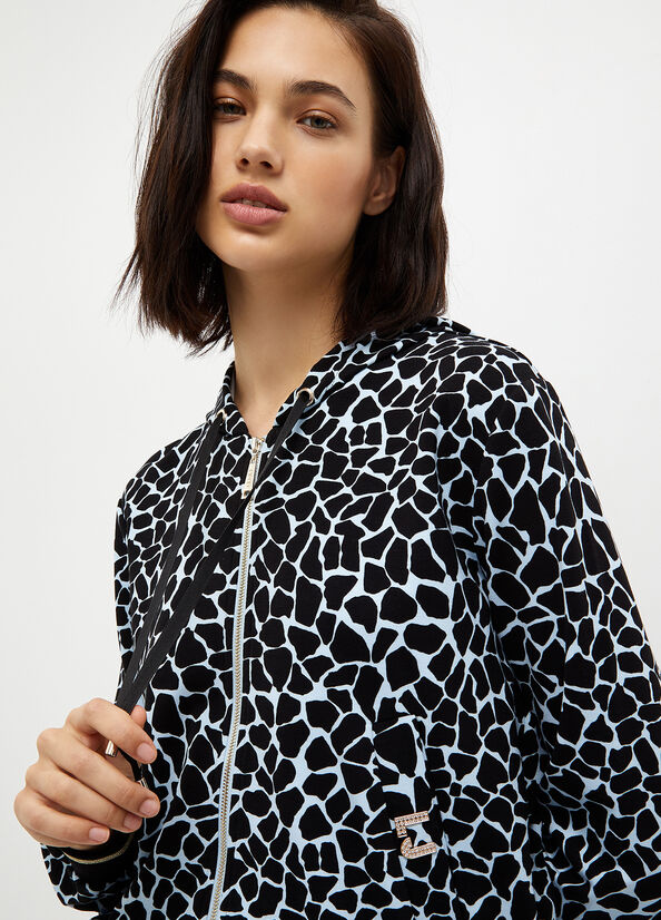 Liu Jo Animal-Print With Zip Women's Sweatshirts Blue | RWU-503261