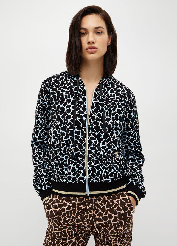 Liu Jo Animal-Print With Zip Women\'s Sweatshirts Blue | RWU-503261