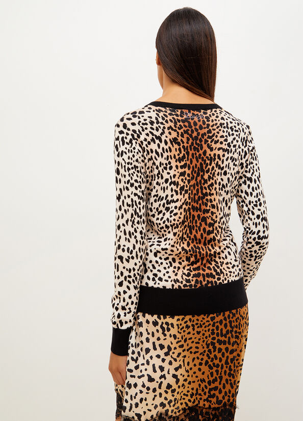 Liu Jo Animal Print Women's Sweaters Black | FNI-037126