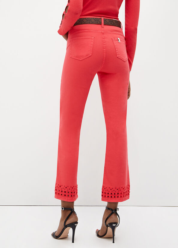 Liu Jo Bottom Up With Embroidery Women's Pants Red | XTS-210576