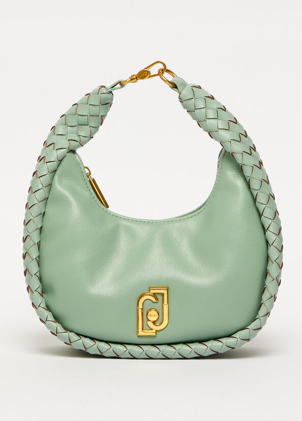 Liu Jo Braided Shoulder With Logo Women's Shoulder Bags Mint | WIG-290318