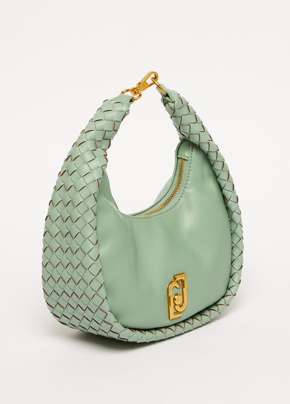 Liu Jo Braided Shoulder With Logo Women's Shoulder Bags Mint | WIG-290318