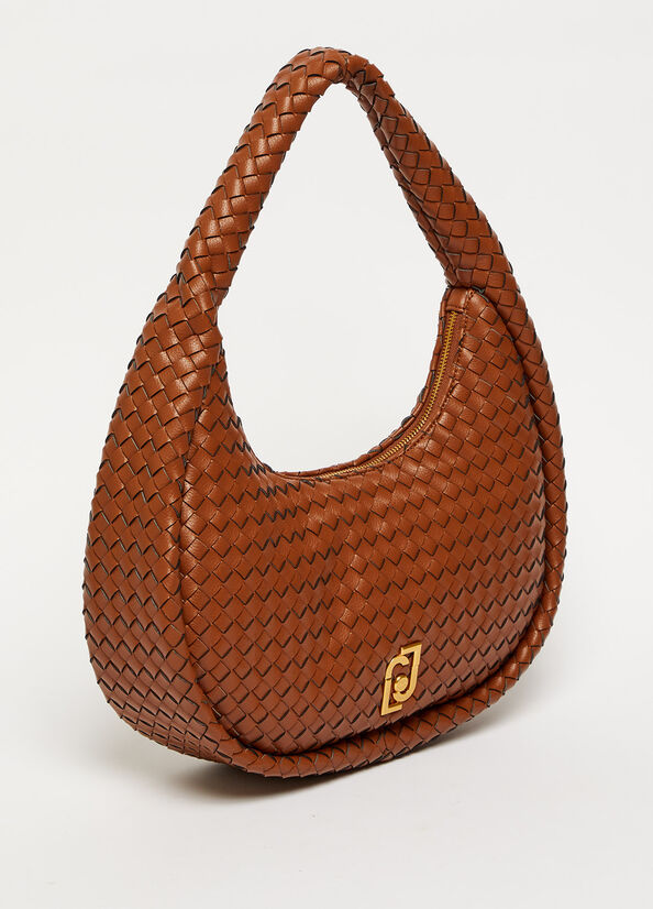 Liu Jo Braided With Logo Women's Shoulder Bags Brown | BRM-894720