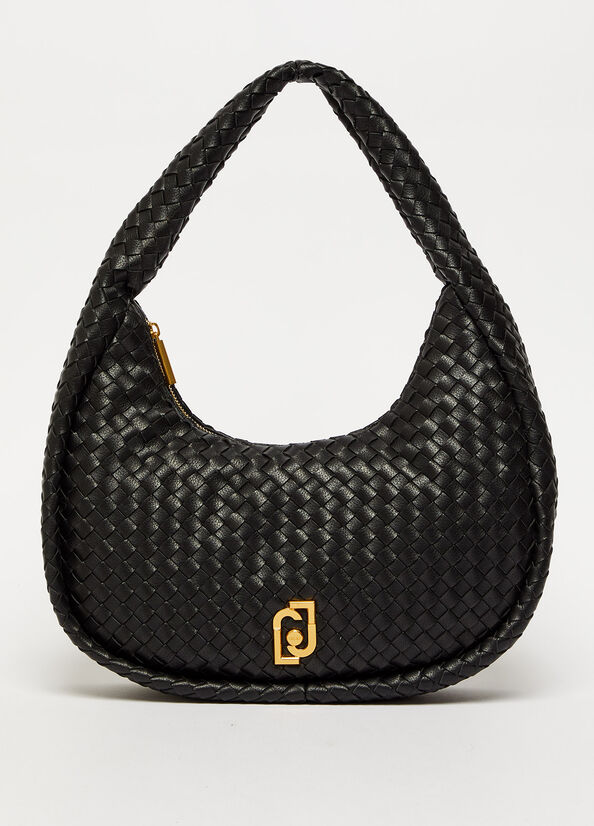 Liu Jo Braided With Logo Women's Shoulder Bags Black | ULA-702358