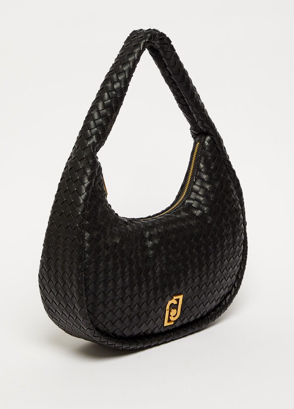 Liu Jo Braided With Logo Women's Shoulder Bags Black | ULA-702358