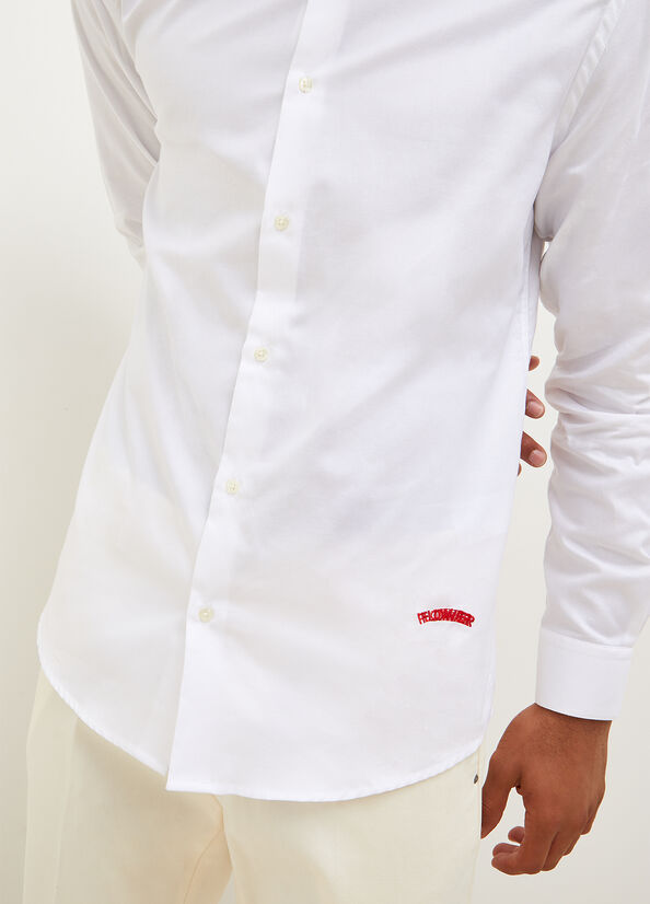 Liu Jo Button Down With Embroidery Detail Men's Shirts White | BRP-897561