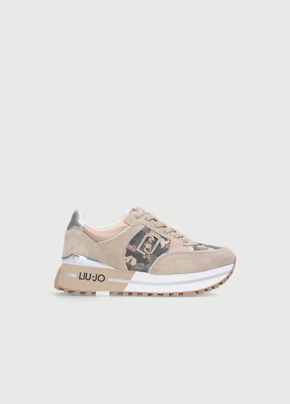 Liu Jo Camouflage Mesh Platform Women's Sneakers Beige | UPD-269480