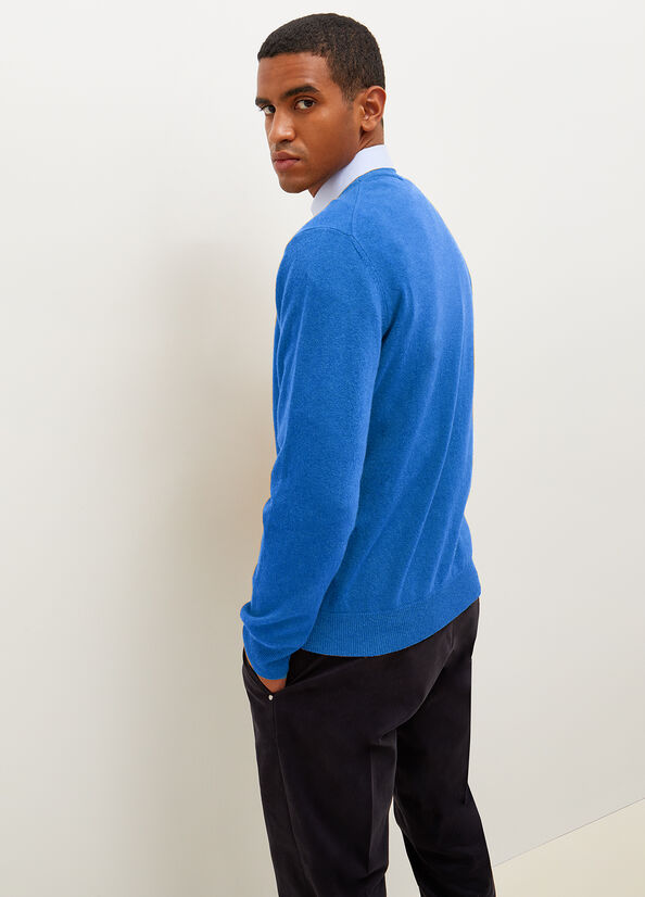 Liu Jo Cashmere Pullover Men's Sweaters Blue | UAZ-936102