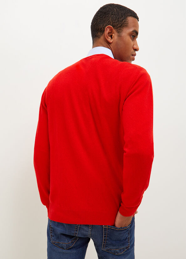 Liu Jo Cashmere Pullover Men's Sweaters Red | VBS-642503