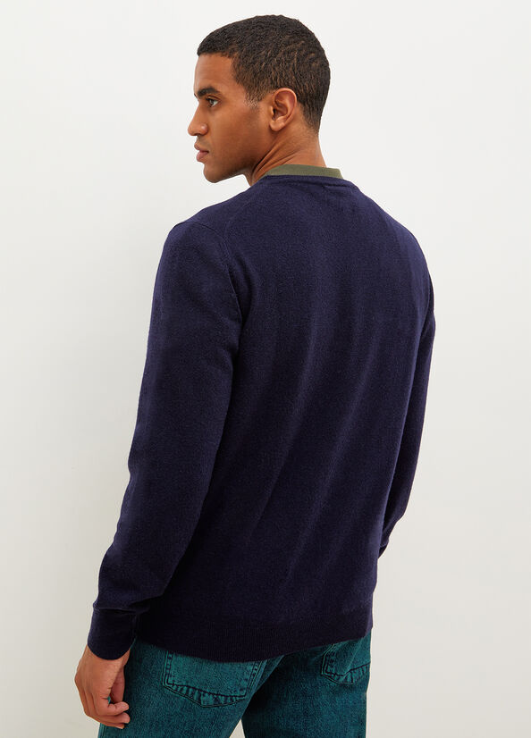 Liu Jo Cashmere Pullover Men's Sweaters Dark Blue | ZEK-238694