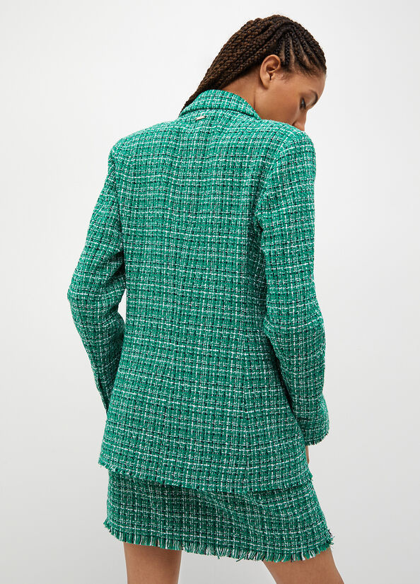 Liu Jo Checked Bouclé Blazer Women's Jackets Green | KRM-825349