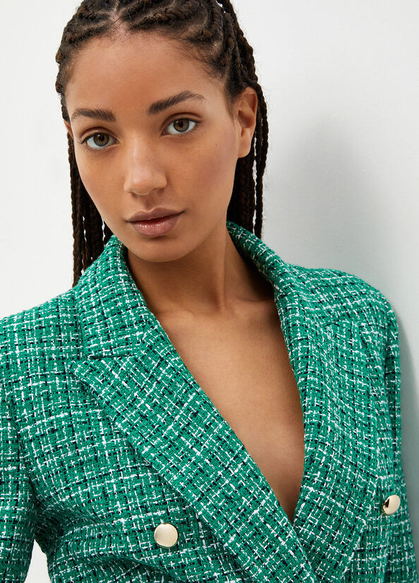 Liu Jo Checked Bouclé Blazer Women's Jackets Green | KRM-825349