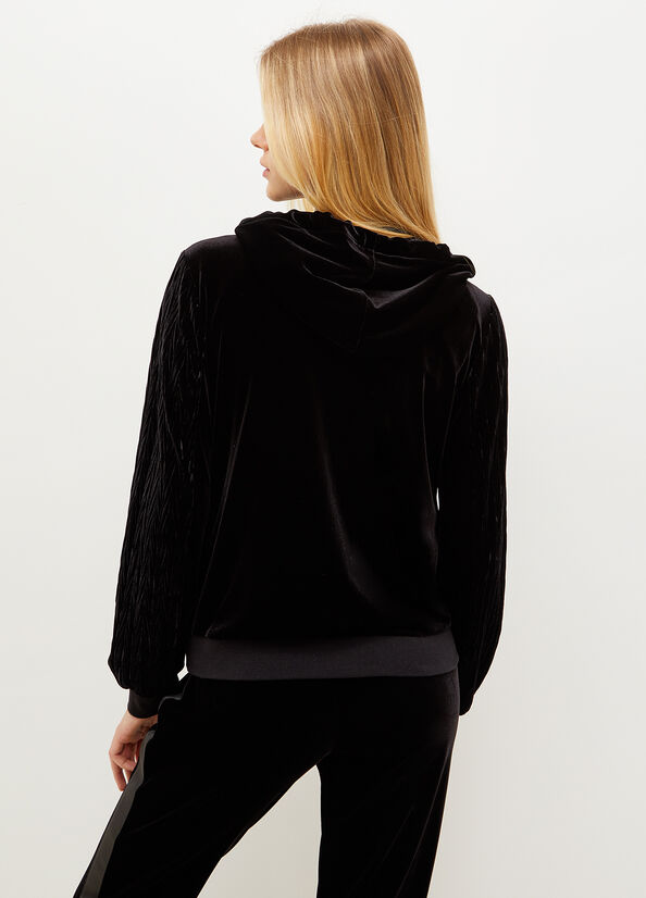 Liu Jo Chenille Hooded Women's Sweaters Black | MJT-215497