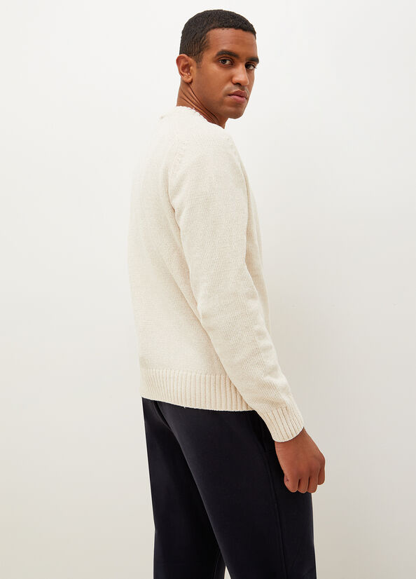 Liu Jo Chenille Men's Sweaters White | CNF-531086