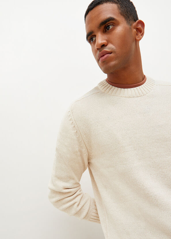 Liu Jo Chenille Men's Sweaters White | CNF-531086