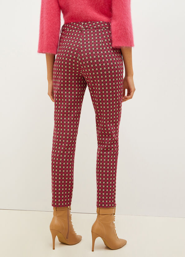 Liu Jo Chinos With Geometric Motif Women's Pants Red | ETR-573096