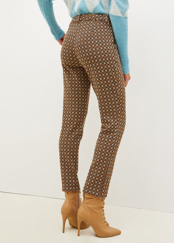 Liu Jo Chinos With Geometric Motif Women's Pants Brown | YKM-501728