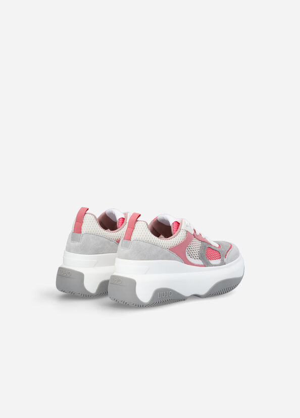 Liu Jo Chunky Leather Women's Sneakers Grey / Pink | OJI-260471