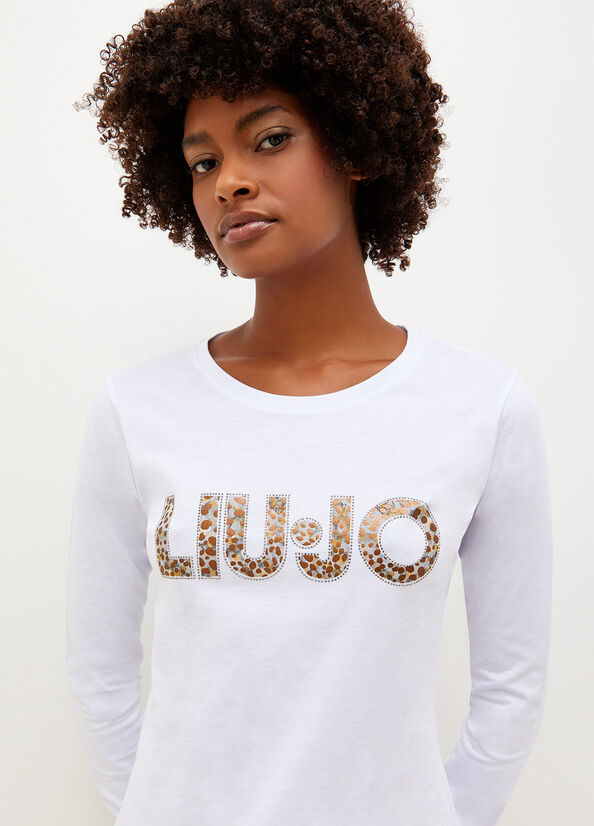 Liu Jo Cotton With Logo Women's T Shirts White | URO-736029