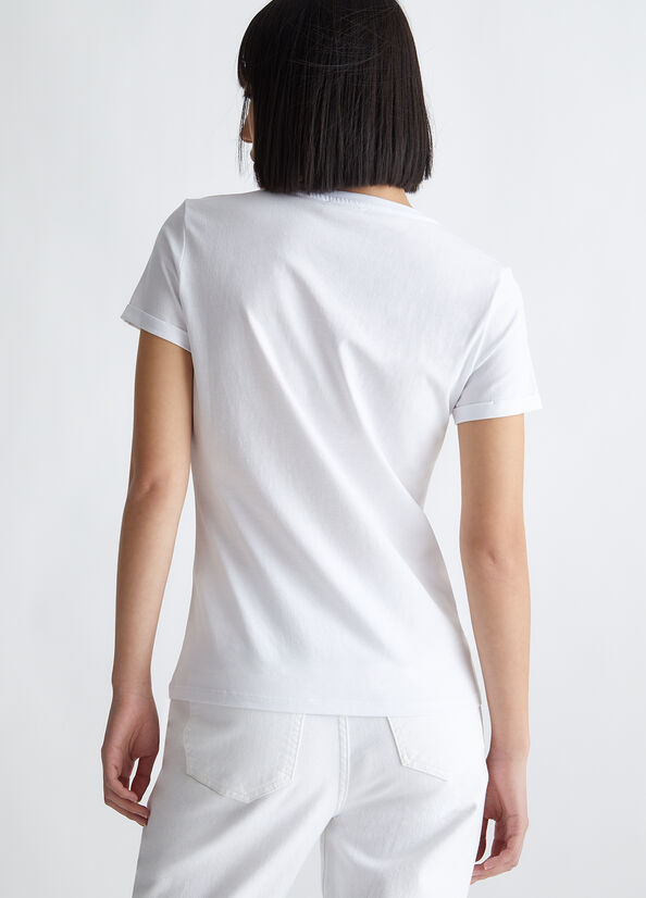 Liu Jo Cotton With Logo Women's Tops White | BMA-713802