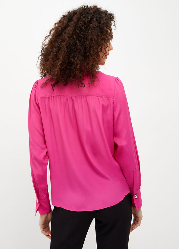 Liu Jo Crepe De Chine Women's Shirts Fuchsia | ZUP-439710