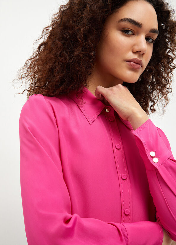 Liu Jo Crepe De Chine Women's Shirts Fuchsia | ZUP-439710