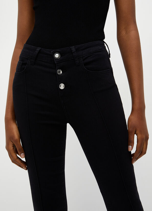 Liu Jo Cropped Bottom Up Women's Skinny Jeans Black | YMI-910357