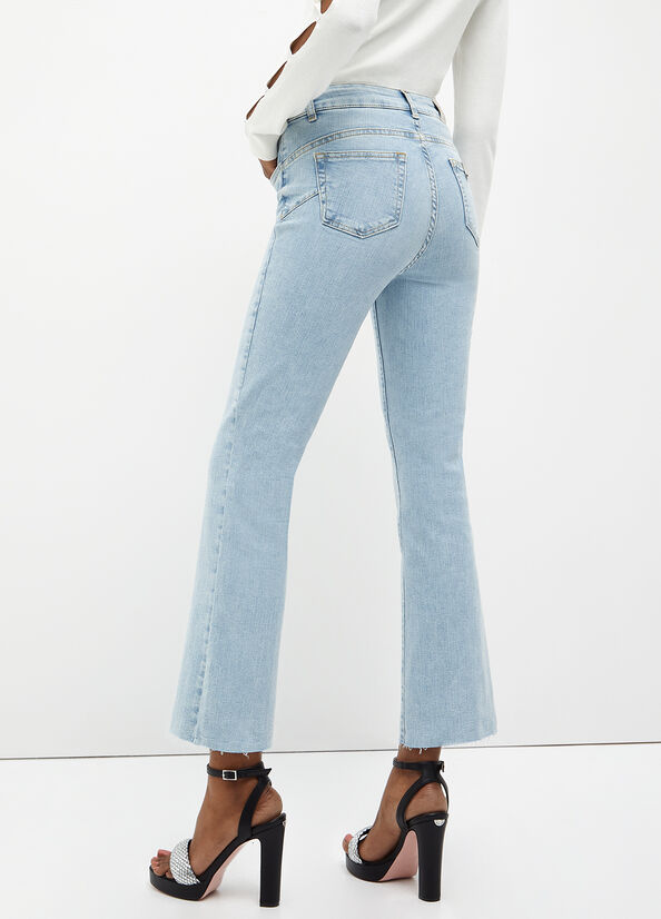 Liu Jo Cropped Bottom Up Women's Straight-Fit Jeans Light Blue | JNP-826749