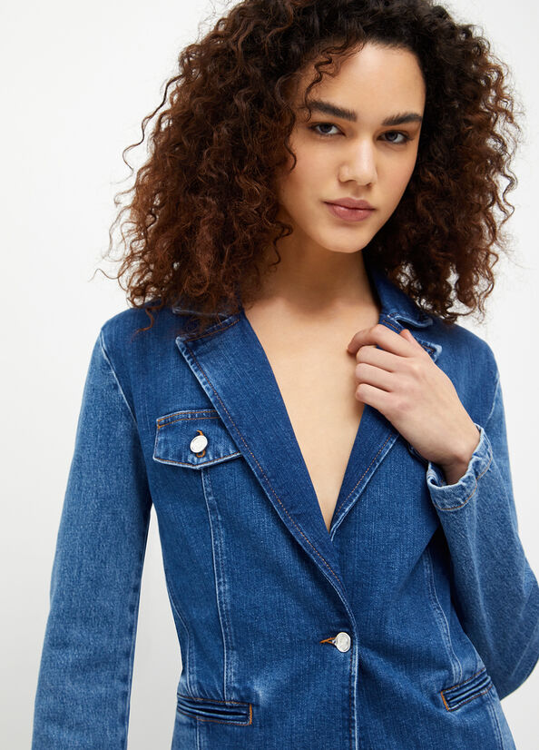 Liu Jo Denim Blazer Women's Jackets Blue | WJY-741856