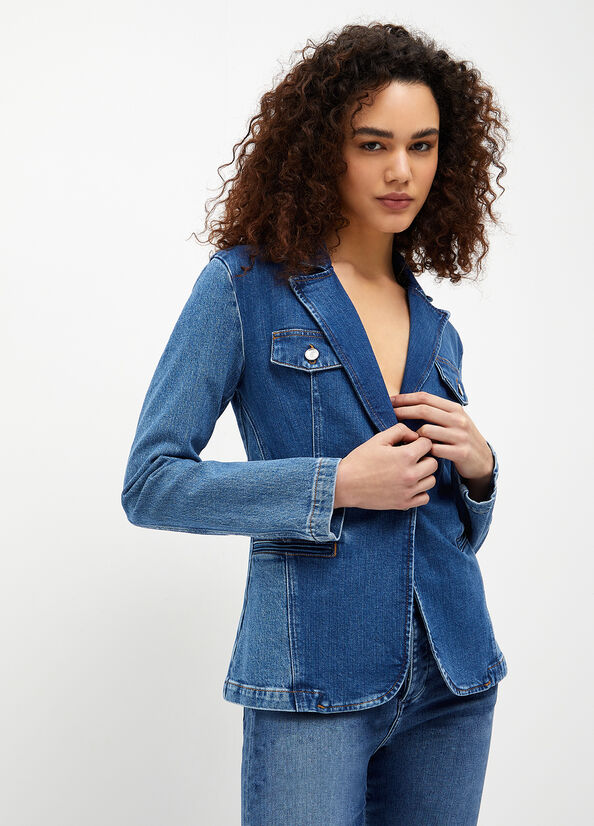 Liu Jo Denim Blazer Women\'s Jackets Blue | WJY-741856