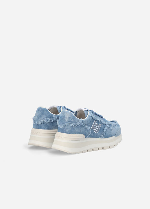 Liu Jo Denim Platform Women's Sneakers Blue | UVG-436987