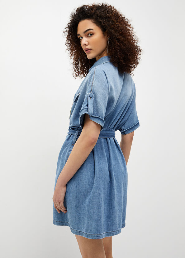 Liu Jo Denim Women's Dress Light Blue | DIK-265341