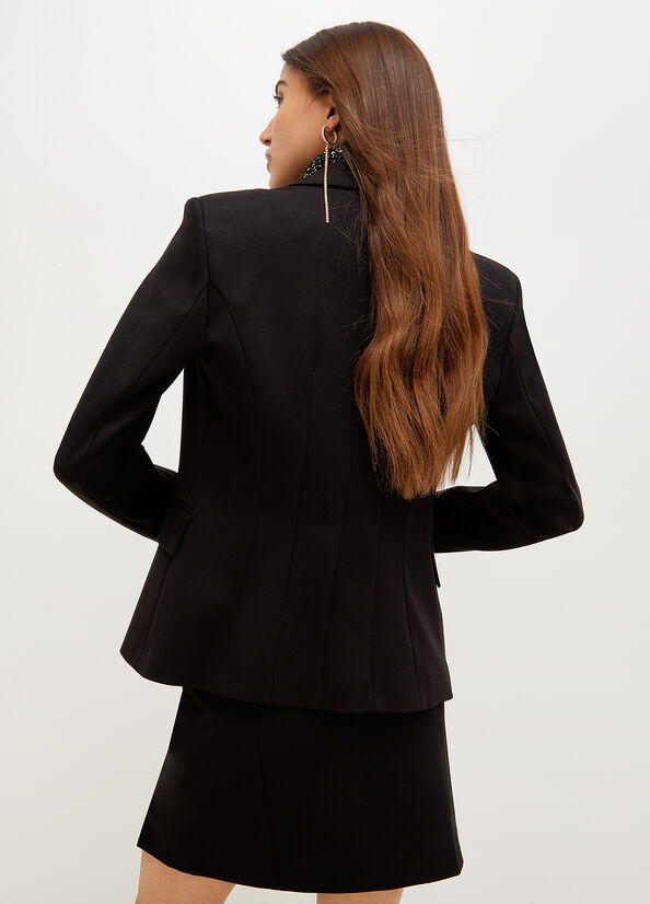 Liu Jo Double-Breasted Stretch Blazer Women's Jackets Black | XZU-350297