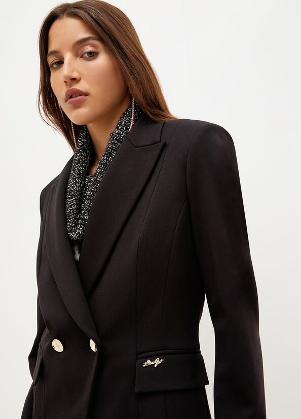 Liu Jo Double-Breasted Stretch Blazer Women's Jackets Black | XZU-350297