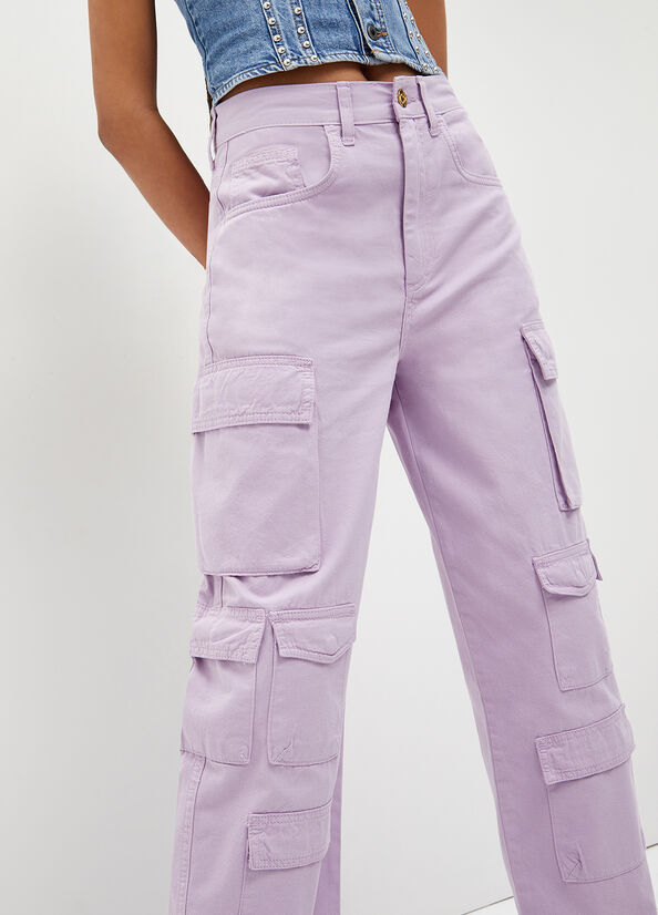 Liu Jo Eco-Friendly Cargo Women's Straight-Fit Jeans Purple | TRE-406315