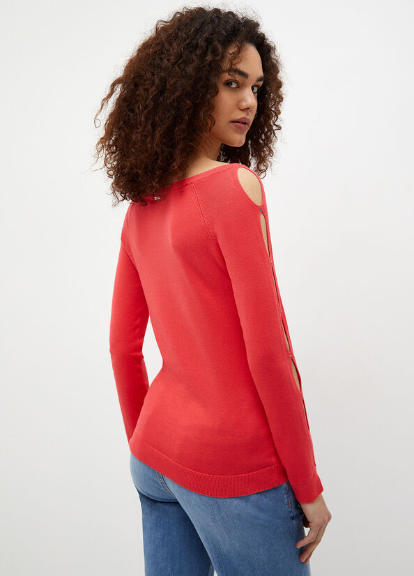 Liu Jo Eco-Friendly Cut-Out Women's Sweaters Red | DXR-983724