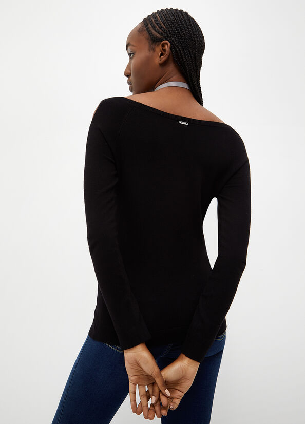 Liu Jo Eco-Friendly Cut-Out Women's Sweaters Black | LTY-418325