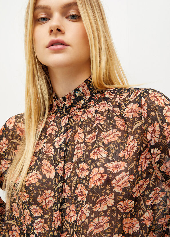 Liu Jo Eco-Friendly Floral Women's Shirts Black | ACD-942870