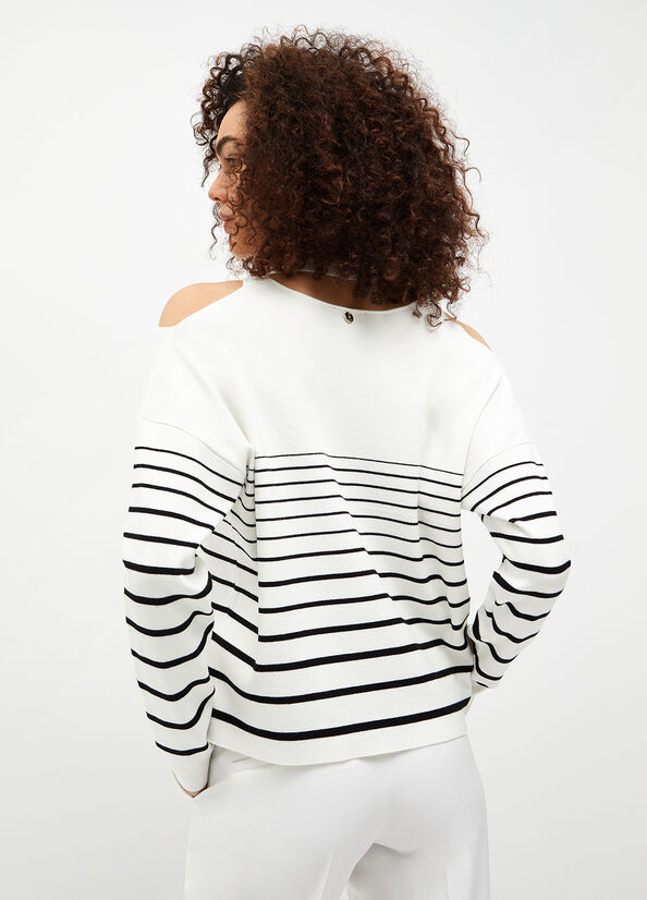 Liu Jo Eco-Friendly Striped Women's Sweaters White / Black | XCS-960483