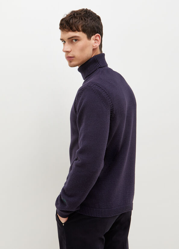 Liu Jo Eco-Friendly Turtleneck Men's Sweaters Dark Blue | MEF-197482