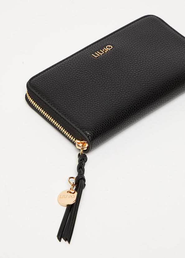 Liu Jo Eco-Friendly With Charm Women's Wallets Black | DUS-164782