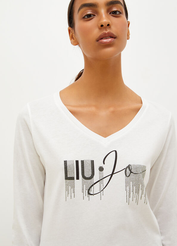 Liu Jo Eco-Friendly With Gemstones Women's T Shirts White | EQG-520871