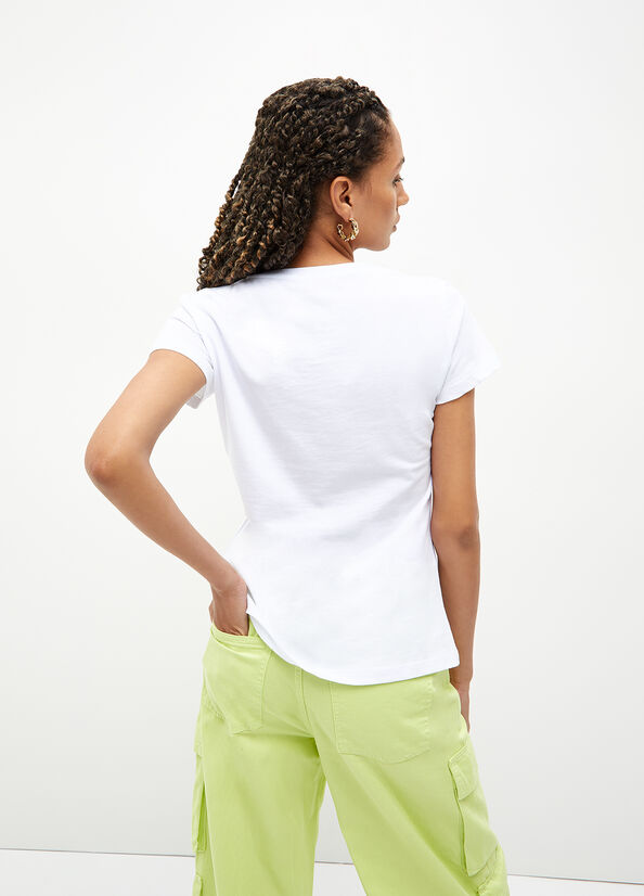 Liu Jo Eco-Friendly With Gemstones Women's Tops White | QOL-950674